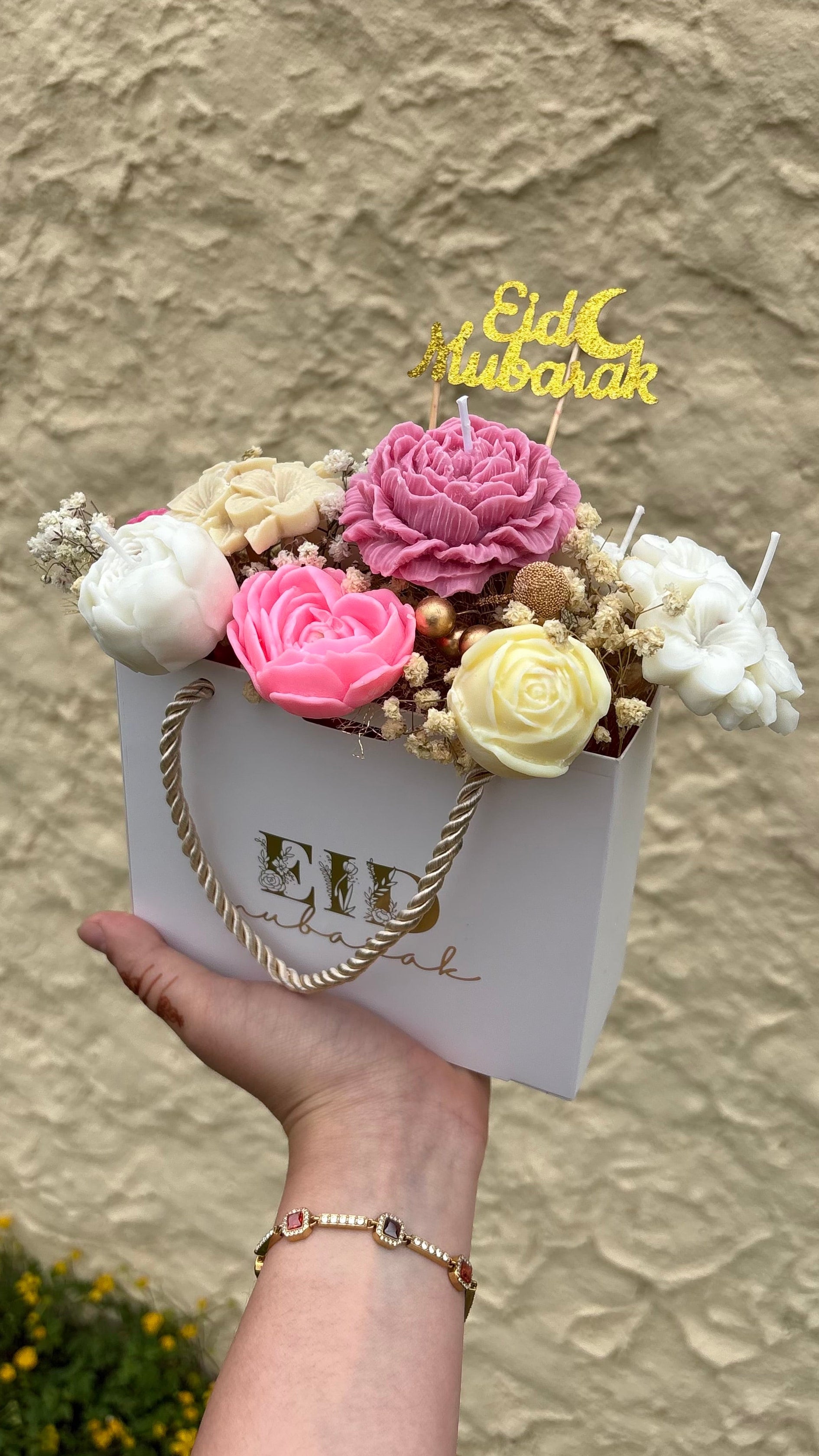 Bouquet de bougies EID MUBARAK blanc