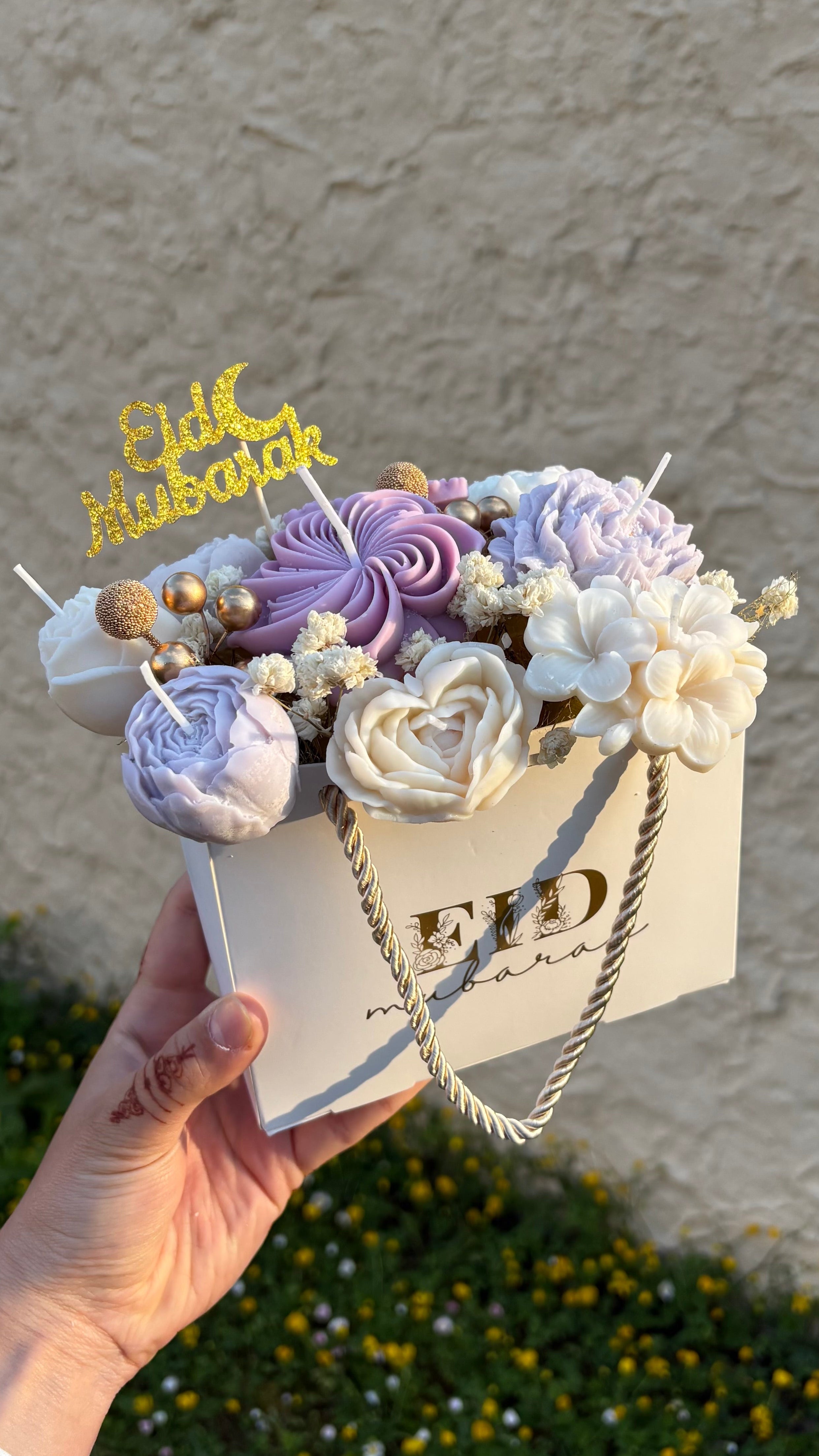 Bouquet de bougies EID MUBARAK blanc